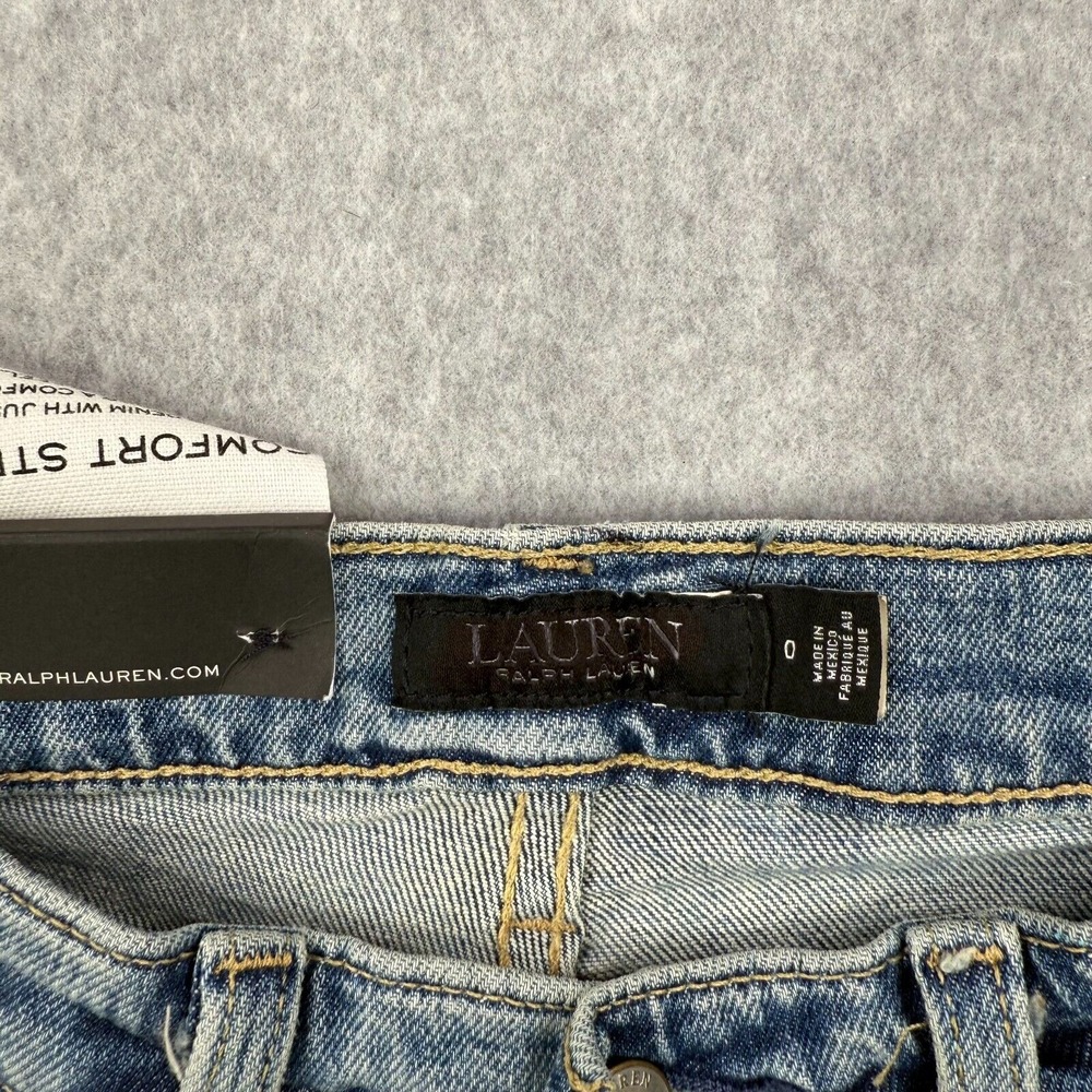 Lauren Ralph Lauren Jeans Womens 0 Blue Paint Splatter Relaxed Tapered Denim - Picture 7 of 13